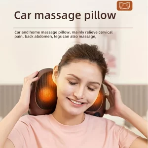 1 Multi-Functional Heated Neck Massager, Memory High-Elastic Inner Core Pillow with Honeycomb Breathable Mesh, High-Quality Waterproof Leather, Soft and Skin-Friendly Material, Silent Motor, Smart Timer, with Overheat Protection, 8-Head Massage Pillow for Massaging Neck, Shoulders, Waist, Abdomen, Legs, and Feet, Multi-Purpose Pillow for Muscle Pain Relief, Includes 1 Plug Adapter and Car Adapter, Dual-Use for Home and Car