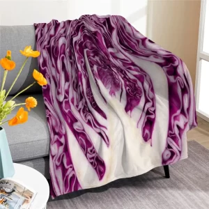 1 Pcs Adult Blanket,Purple Cabbage Blanket Throw Blanket,Single-Sided Funny Vegetable Blanket for Everyone,Novelty Gifts for Teens