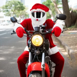 Christmas & Halloween Personalized Warm Motorcycle Helmet Santa Hat Plush Hood Riding Accessory New