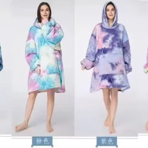 Unisex Flannel Hooded Sweater with Large Pocket Warm Weighted Blanket for Home Use Cozy Watching Tv Blanket Sweater